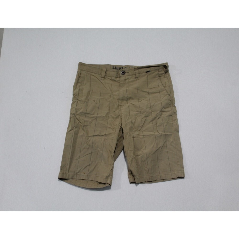 Hurley Brown Plaid Shorts Casual Swim Beach Stains Size 30X10